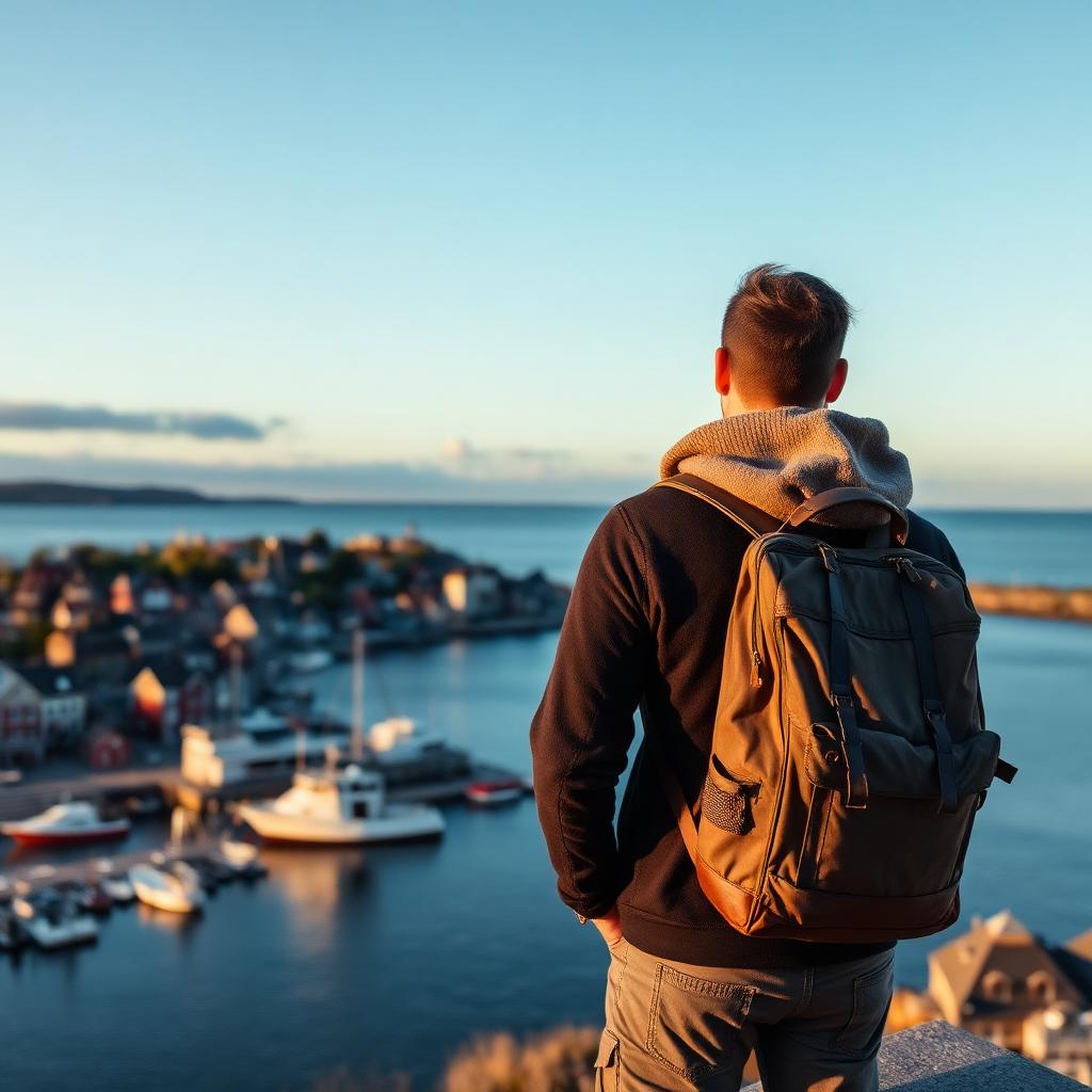 Traveller overlooking St. John's harbour